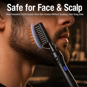 Pettine Elettrico Raddrizzante <span class=keywords><strong>Barba</strong></span> Uomo, Spazzola Termica PTC Veloce per la Cura della <span class=keywords><strong>Barba</strong></span>, Strumento Elettrico Professionale per Acconciare Baffi e Capelli, Ideale per Barbieri - Product Image 4