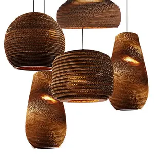 Lampe de Restaurant à vis en forme de nid d'abeille en faux cuir, Chandelier en papier ondulé