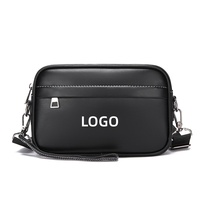 Tas Selempang Kulit PU Pria Logo Kustom Tren Fashion 2026, Tas Messenger Kasual Bisnis