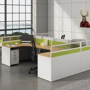 4 people Aluminum Partition 4 Seater Office Cubicle Furniture Workstation Desk