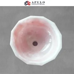 Luxus rosa Farbe Marmor Badezimmer überbackene Schüssel Gefäß Stein Waschbecken Hand waschbecken rosa Gefäß Waschbecken Onyx Waschbecken