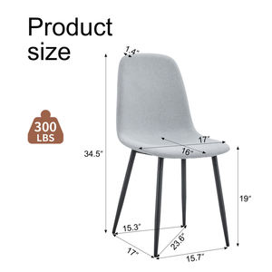 Modern Light Luxury <b>Dining</b> <b>Chair</b> Set with Cotton Linen Fabric, High Resilience Foam and Black Metal Legs for Home Office Hotel - Product Image 2