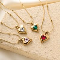 Nouveau collier pendentif cœur épais en acier inoxydable plaqué or avec perles fines pour femme, bijoux en zircon