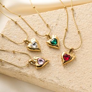 Nuevo Collar con Colgante de Corazón Grueso con Cuentas Finas, Chapado en Oro y Acero Inoxidable, para Mujer, Joyería con Circonita - Product Image 1