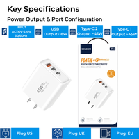 Adaptateur de charge rapide US 45W PD QC3.0, trois ports USB-A, double type-C, pour hôtel, maison, bureau C92