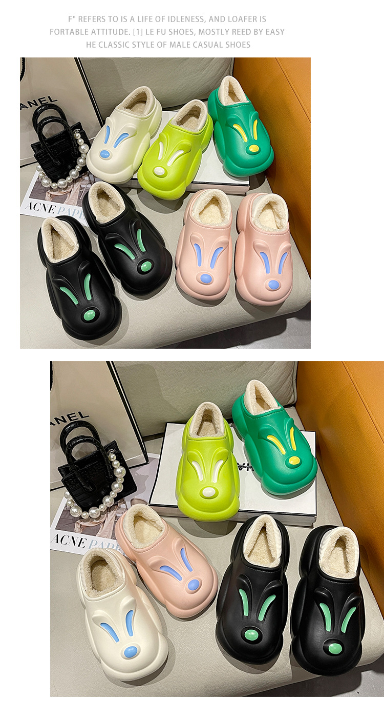 Women Winter Furry Slippers Cute Rabbit Warm Soft Thick Plush Slippers Shoes