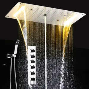 Bad Zubehör Dusche Wasserhahn Set Luxus Stil 5 Funktion LED Dusche Panel Regen Dusche Decke Montiert Bad Kits