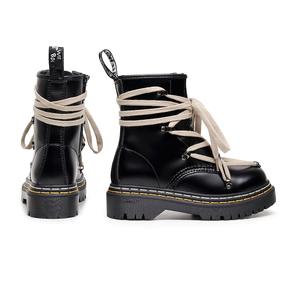 Bottes d'hiver pour homme en cuir véritable à lacets, style <span class=keywords><strong>moto</strong></span>, coupe basse, motif étoile à cinq branches, collection transfrontalière RO - Product Image 3