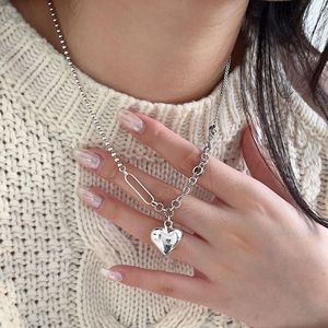 S925 Sterling Silver <b>Heart</b> Necklace For Women Korean Style <b>Sweet</b> Cool Collarbone Sweater Chain Gift Jewelry - Product Image 2