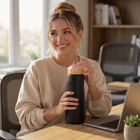 Gobelet isotherme en acier inoxydable avec paille, anti-fuite et portable pour le camping, les voyages, la salle de sport et les activités de plein air
