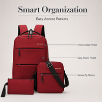 Set Ransel Oxford Custom Anti Air dengan Pengisian Daya USB, Tas Komputer, Tas Sekolah, Tas Perjalanan untuk Unisex