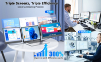 14'' S3 Triple Screen Gaming Portable Monitor FHD IPS Foldable Holder with Dual Extendable Arms Type-C Interface