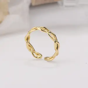 Bijoux Hydis Bague végétarienne en argent sterling 925 Style européen-américain nouvelle personnalité couple ajustement ouvert creux décoratif