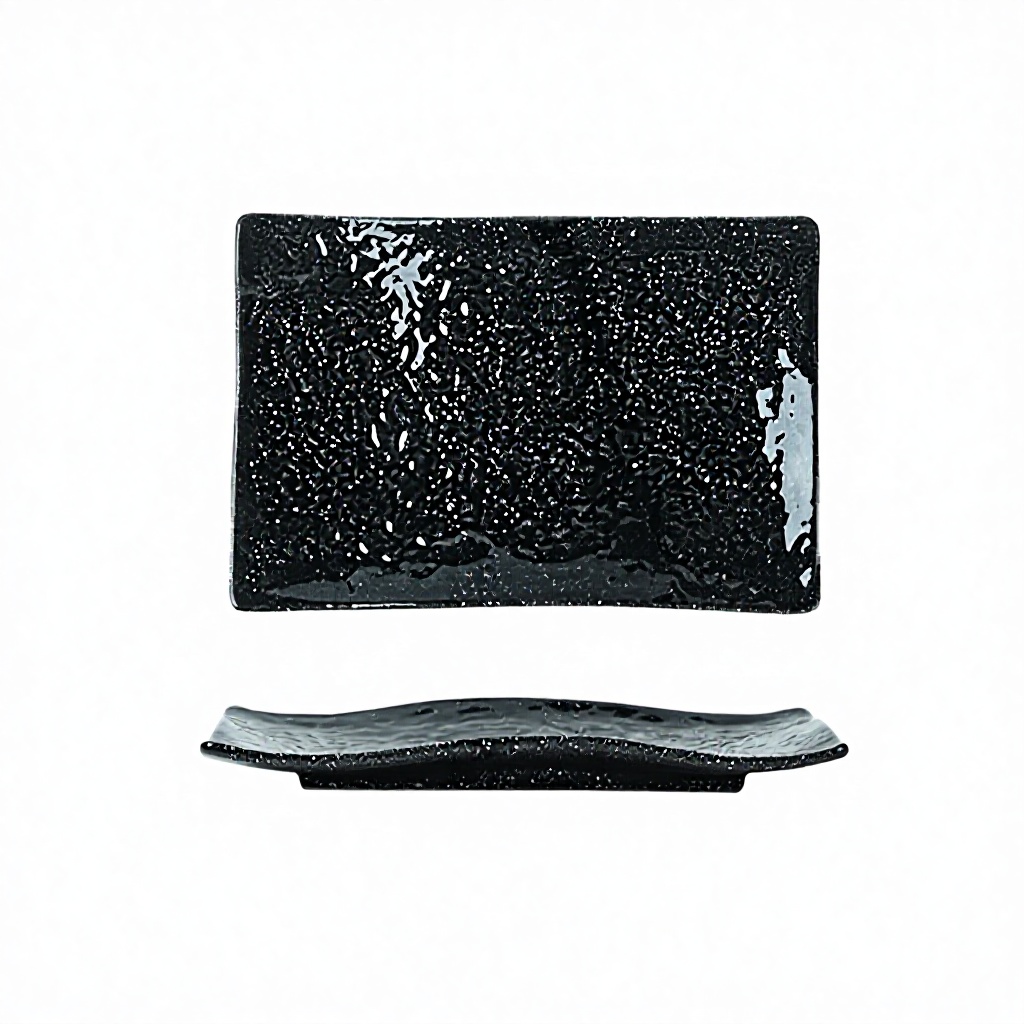 Wavy sushi plate-starry night black