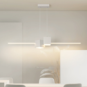 Lustre suspendu en métal blanc froid LED au design minimaliste asiatique, en forme de cube de papier, pour salle à manger, grande taille, garantie 3 ans - Product Image 1