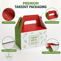 Boîte à emporter pliable en carton ondulé laminé pour repas légers, salades, plats végétariens, fritures et traiteur sain