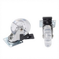 Roda Rem Putar Transparan 2 Inci 3 Inci 4 Inci 75mm PU/PVC untuk Kabinet Kontemporer, Kursi Kantor, Perabotan, Caster EFON EF968