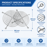 Grille de protection de ventilateur en métal chromé, anneau rond avec trous de fixation pour la ventilation des armoires de refroidissement
