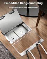Boîtier de jonction encastré pour prise de sol ZDR200AB en acier inoxydable avec 86 prises électriques UK/EU/US/UN, RJ45, USB, remplaçable