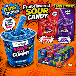 Vente en gros de bâtonnets de <span class=keywords><strong>bonbons</strong></span> gélifiés sucrés et juteux avec gel de trempage acidulé, <span class=keywords><strong>bonbons</strong></span> et confiseries personnalisés en gros ODM - Product Image 4