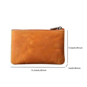 Minimalist Wallet Small Leather Retro Zipper Key Ring Card Holder Wallet - Product Image 2