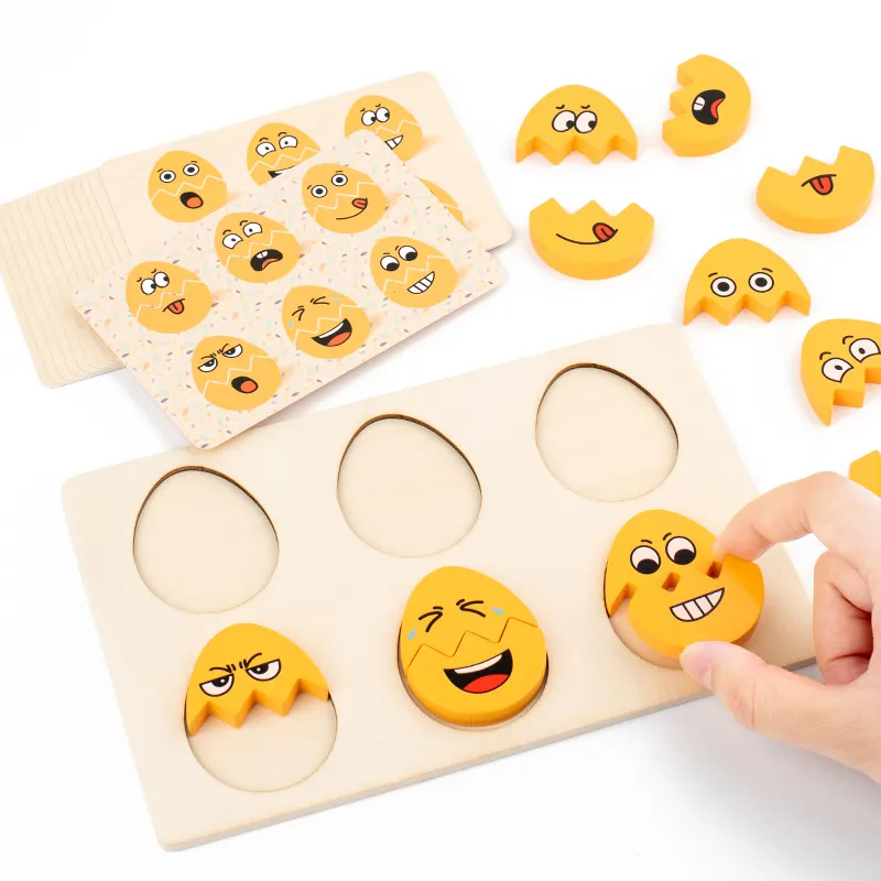 Montessori in legno per bambini Easter Egg espressione facciale abbinamento Puzzle gioco da tavolo divertente educativo blocchi giocattoli per bambini ragazzo ragazza