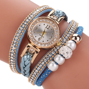 Duoya-Reloj de marca de lujo de leopardo para mujer, pulsera de cuarzo trenzada, envoltura de cuerda, Beige, cadena larga, femenino - Product Image 4