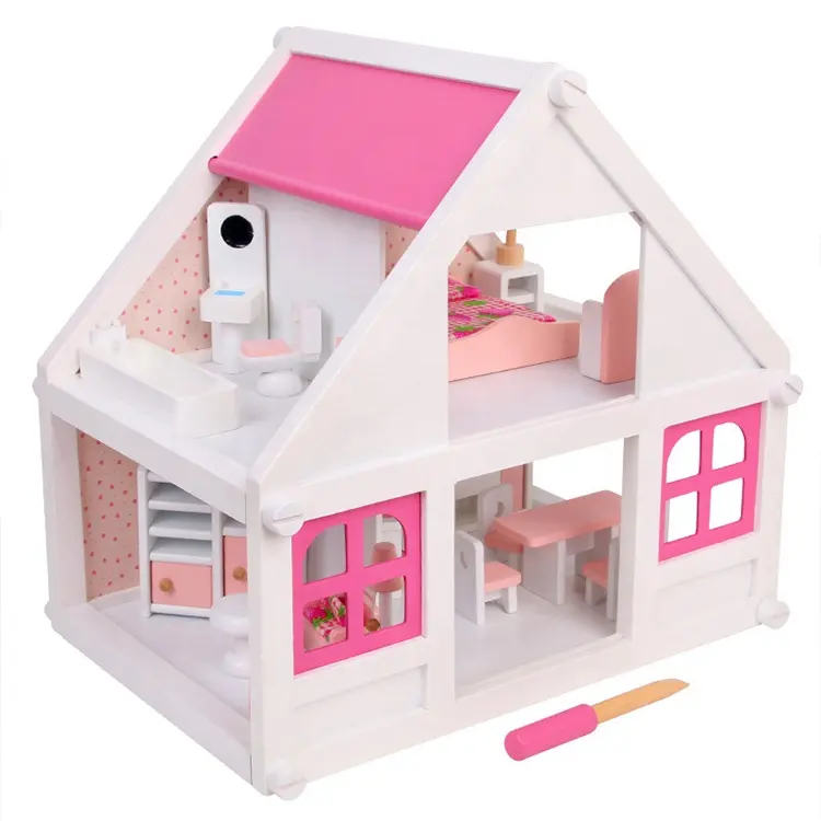 Rolife Doll House con luce di mobili in miniatura casa delle bambole giocattolo in legno fatto a mano 