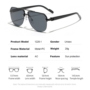 Lunettes de soleil œil de chat tendance 2026 pour femmes, protection UV400, lunettes de pilote de haute qualité, lunettes de soleil rétro carrées sans monture en métal pour hommes - Product Image 6
