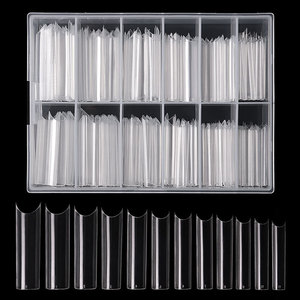Boîte de 240 faux ongles transparents sans couture en forme de C, extensions françaises à couverture complète, avec logo personnalisé - Product Image 5
