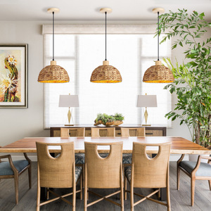 American casale tessuto a vento lampadario di bambù Cross-Border in <span class=keywords><strong>Rattan</strong></span> ciondolo per Hotel ristorante Bar Homestay medio appeso - Product Image 3