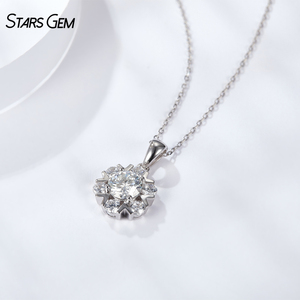 Starsgem 1ct Brilliant Snowflake Pendant <b>Necklace</b> DEF Lab Grown Diamond VVS Rhodium Plated 925 Sterling Silver Fine Jewelry - Product Image 2