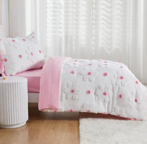 <strong>Toddler</strong> <strong>Bedding</strong> <strong>Set</strong> for <strong>Girls</strong> 4-Piece Pink Boho Tufted Daisy Flowers <strong>Toddler</strong> Comforter <strong>Set</strong> Bed-in-a-Bag <strong>Toddler</strong> Sheets Bedroom - Product Image 5