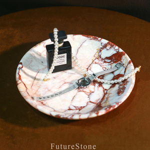 Plateau décoratif rond en marbre naturel pour table basse cadeau de mariage centre de table et style intérieur de luxe - Product Image 2