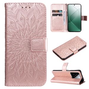 Portefeuille tournesol étui en cuir pour Redmi NOTE 14 Pro 5G 14S 4G A5 K80 5G 14C A4 K70 Ultra <span class=keywords><strong>Xiaomi</strong></span> 14T 14 Mandala Flip Cover - Product Image 3