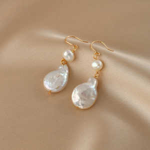 Pendientes de Perlas Barrocas WENCHI 1619 para Mujer, Color Rosa Morado, Accesorio Elegante Natural - Product Image 1