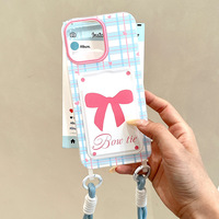 Pour Apple X/13 étui de protection en TPU pour iPhone 16PRO étui de téléphone à dessin pingouin avec corde suspendue et sac à cartes