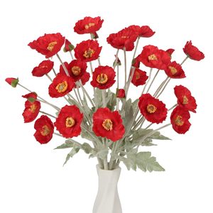 Flor de Amapola Artificial de Tallo Único, Tallo Flocado, Amapola Artificial para Decoración de Jarrones en el Hogar, Arreglos Florales para Bodas y Fiestas, Decoración al por Mayor - Product Image 1