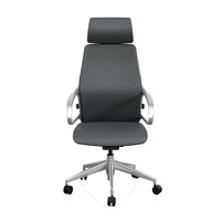 Chaise de bureau exécutive ergonomique moderne en cuir Napa italien gris carbone avec accoudoirs fixes en mousse PU pour usage domestique et professionnel, modèle Présidentiel