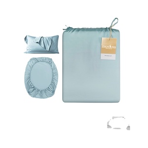 <span class=keywords><strong>Copripiumino</strong></span> Set federa 4 pezzi lenzuolo Lyocell Set di biancheria da letto in bambù organico tessuto 60 solido grado un uso borsa di bambù 20 Set - Product Image 2