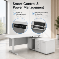 Bureau debout électrique modulaire personnalisé, poste de travail exécutif réglable en hauteur avec armoire latérale pour bureau d'entreprise