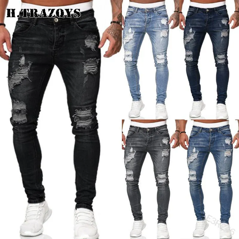 OEM/ODM Hersteller Mode Herren Loch Hosen gute Qualität gewaschen Slim Fit Herren Jeans