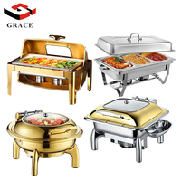 Hotel Restaurant Catering Küchen ausstattung Kommerzielle Party Hochzeit Essen Wärmer Gold Chafing Dish Buffet Set