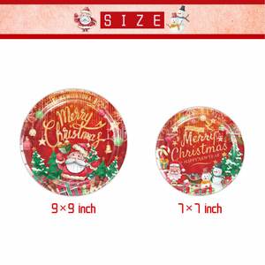 Juego de Vajilla Navideña de Papel, Platos de Postre Coloridos de 7 y 9 Pulgadas, Vasos, Artículos de Fiesta, Decoraciones - Product Image 3