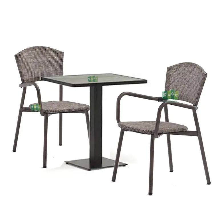 Mesa y silla de aluminio para cafetería, restaurante al aire libre, comercial, E1160 + E9612TCS1