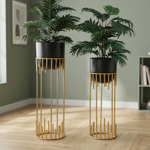 Macetero de Cobre Negro con Base Redonda Cromada de Alta Calidad para Uso Comercial y en Jardines Domésticos - Product Image 3