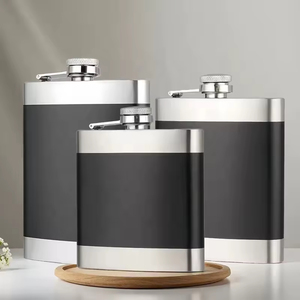 Flacon noir mat pour hommes, idéal pour le camping, s'adapte aux poches de veste, flacon à boisson étanche, flacon à liqueur en métal, flacon à whisky portable de poche - Product Image 1