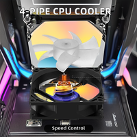Refroidisseur de processeur à quatre caloducs avec ventilateur PWM 12V à LED arc-en-ciel et roulement fluide, compatible avec les boîtiers d'ordinateurs de bureau Intel