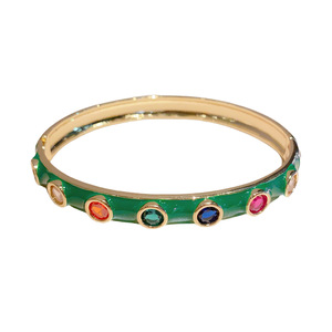 Fashion Bangle Colorful Enamel Zinc Alloy <b>Bracelet</b> Women's Jewelry Gift Pink <b>Red</b> White Green Water Drop Shape Ring Design - Product Image 5