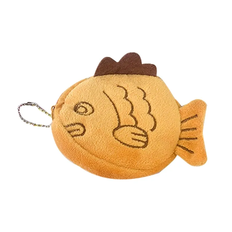 Nuovo giappone carino peluche Snapper bambola di pesce borsa da polso borsa a gettone Cartoon portafoglio Mini cerniera ragazza portafoglio monete cavo auricolare borsa